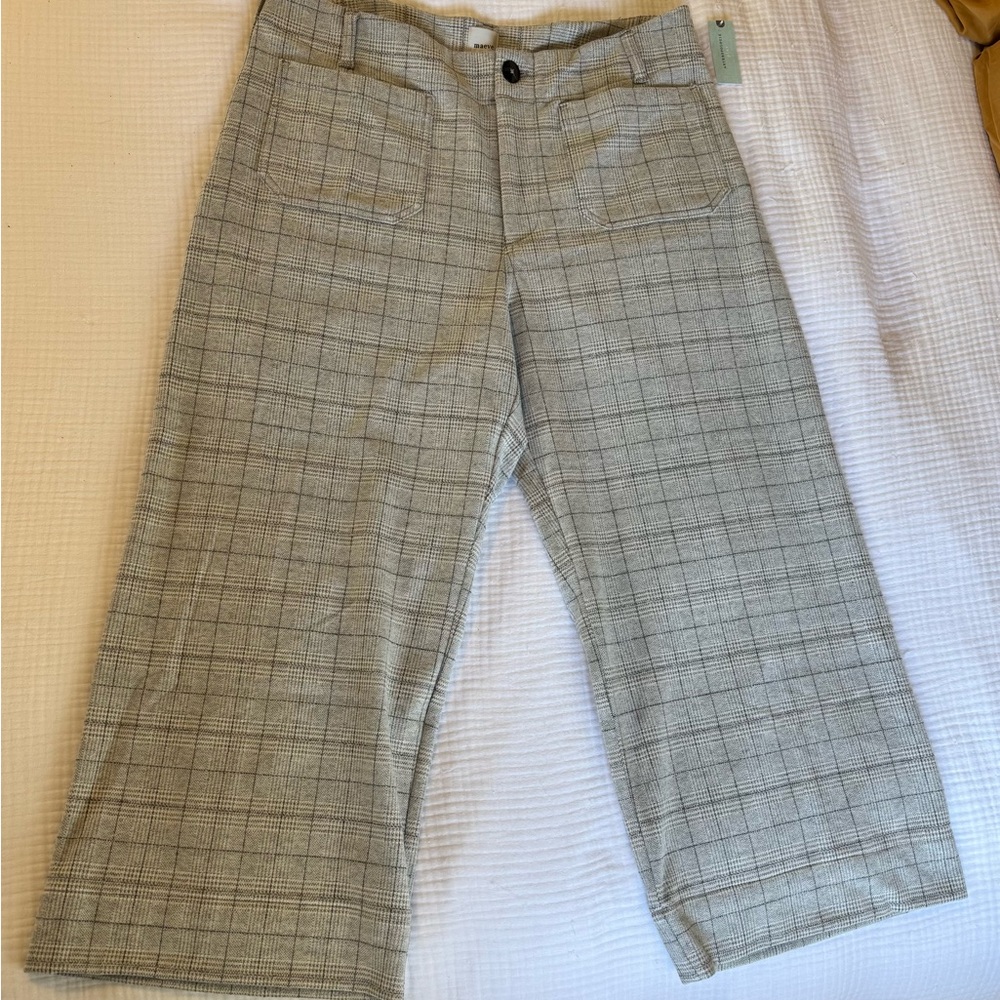 Anthropologie The Colette Knit Plaid Crop Wide-Leg Pants by Maeve - Picture 7 of 9